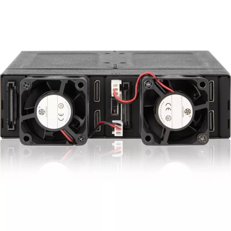 ICY DOCK ToughArmor MB720MK-B V3 - 4x PCIe 4.0 M.2 NVMe uz 4x OCuLink 5.25 collu nodalījuma mobilais plaukts, metāls, melns, ar atslēgas slēdzi (tri-mode saderīgs)