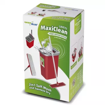 GB870 MaxiClean Plakanā mopa komplekts ar 2-in-1 spaiņa sistēmu 5.7L, 360° rotējoša galva