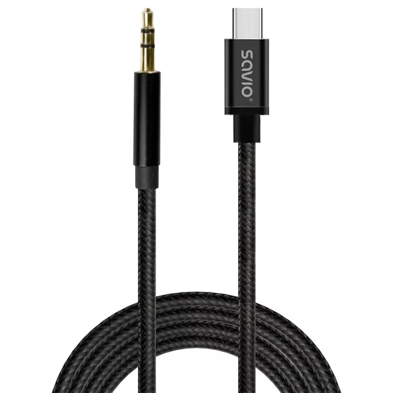 Audio kabelis Savio CL-187 1m Melns USB-C uz 3,5 mm minijack