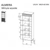 Cama 3 ALMERA Grāmatu skapis 60x42x185 valrieksts/kašmira
