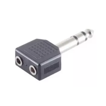 Pārejas adapteris MicroConnect AUDANS 6.35mm uz 2 x 3.5mm, melns