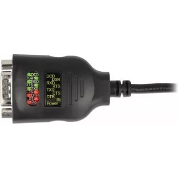 Delock USB Type-A uz Serial DB9 Adapter ar 9 LED RS-232 Testeri - Seriālais Adapteris - USB - RS-232 x 1 - Melns (90497)