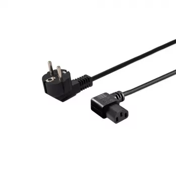 Strāvas kabelis SAVIO CL-116 — 1,8 m, melns, leņķveida spraudnis C7/C8 uz leņķveida IEC C13, 3 dzīslas 0,5 mm²