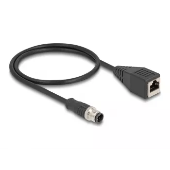 DeLOCK M12 adaptera kabelis D-kodēts 4-pin vīrietis uz RJ45 sieviete 50 cm