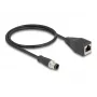 DeLOCK M12 adaptera kabelis D-kodēts 4-pin vīrietis uz RJ45 sieviete 50 cm