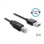 USB kabelis DeLOCK 85553 USB 2.0 5m USB A USB B Melns