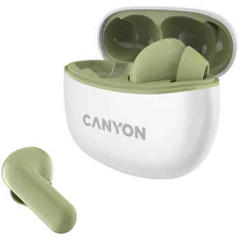 CANYON TWS-5 Iekšausmas austiņas, zaļas, Bluetooth 5.3, skārienvadība, USB-C uzlāde