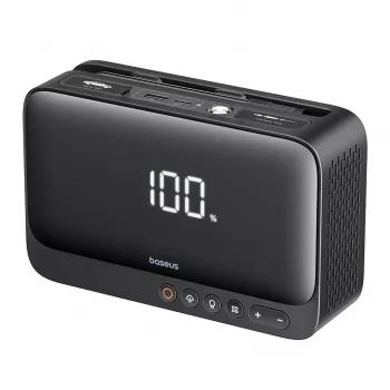 Pārnēsājamais akumulators Baseus Super Energy 6000 mAh — palaišanas ierīce, LiPo 6000 mAh, 300 A palaišanas strāva, 150 PSI, iebūvēts displejs un lukturītis, USB-C + USB-A, melns