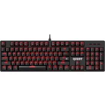 Mehāniskā tastatūra DEFENDER QUEST GK-596 — RGB fona apgaismojums, Anti-Ghosting, vadu, kompakts izkārtojums