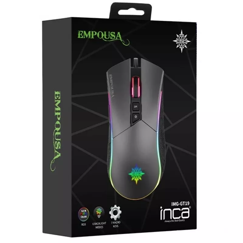 INCA Gaming Mouse IMG-GT19 4800 DPI, RGB, 7 pogas, USB