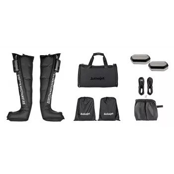 Limfodrenāžas kāju masieris ActiveJet ACM-PLUS-A1 M, baterija 25 W, melns, 380×950×60 mm