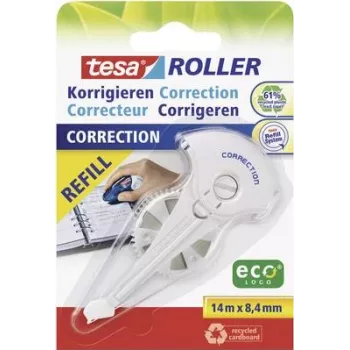 Korekcijas rullītis Tesa 59986 8,4 mm × 14 m — balta korekcijas lente