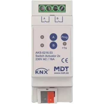 MDT technologies pārslēgšanas izpildmehānisms 2-kanālu 2TE REG, 16A, 230VAC AKS-0216.03