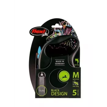 Suņa izvelkamā pavada Flexi Black Design M — 5 m lente, 25 kg slodze, ergonomisks rokturis