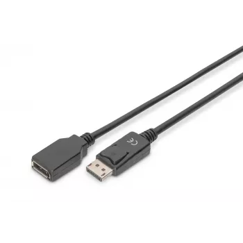 Digitus ASSMANN DisplayPort pagarinātāja kabelis - DisplayPort (vīrišķais) - DisplayPort (sieviešu) - 2 m (DisplayPort 1.2) - Liets - Melns (AK-340200-020-S)
