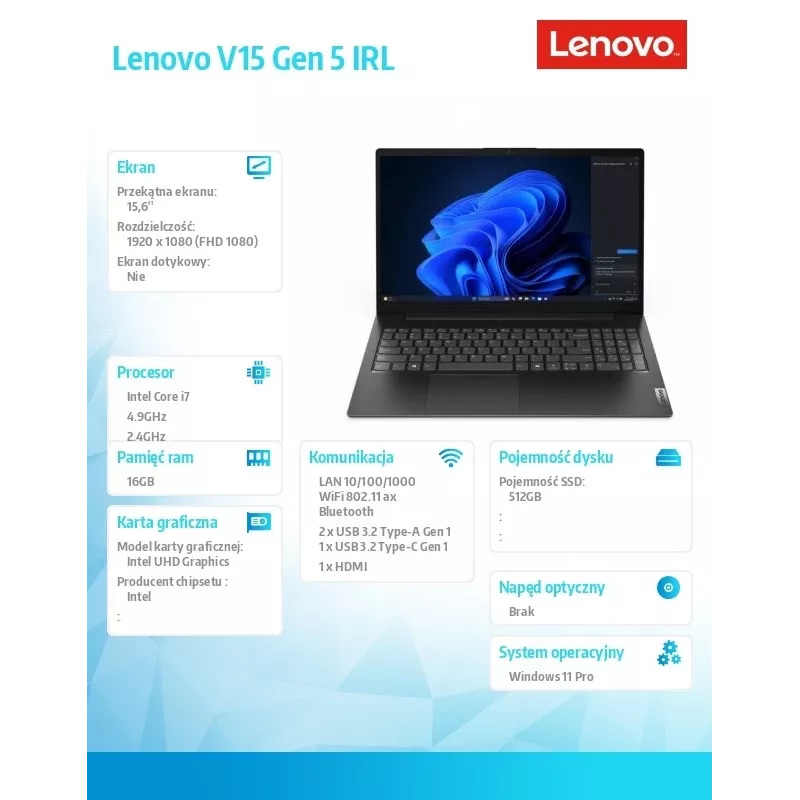 Portatīvais dators Lenovo V15 G5 15,6 collu i7-13620H 16GB 512GB