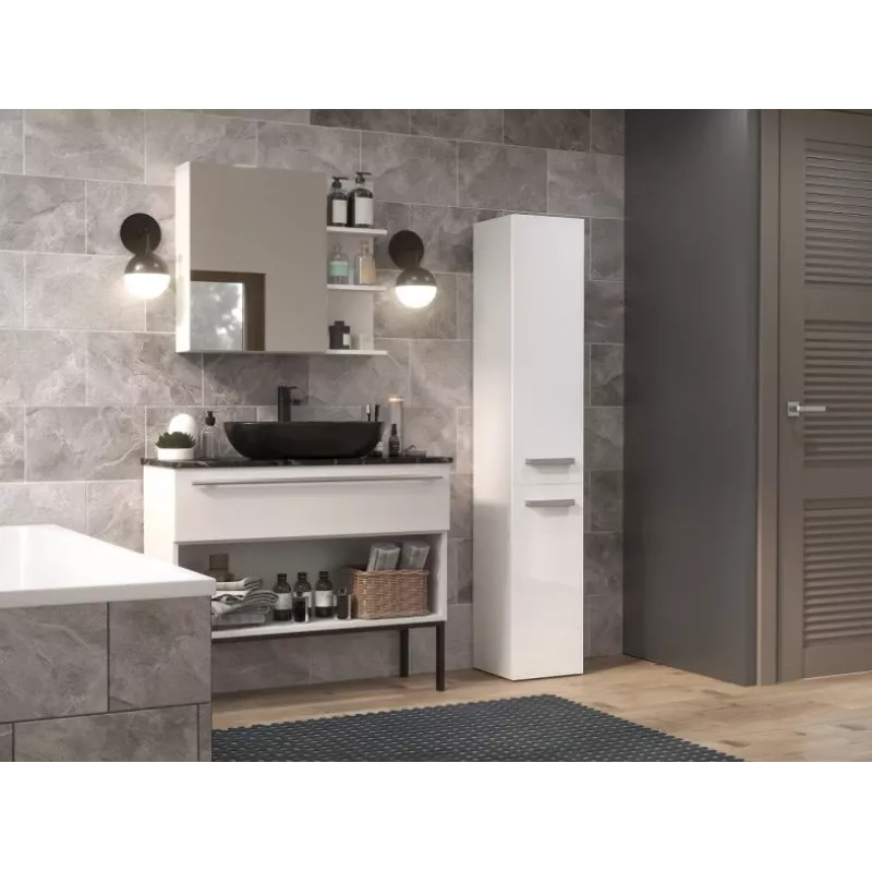 Bathroom cabinet NEL IV 31x30x174 cm, balts, spīdīgs