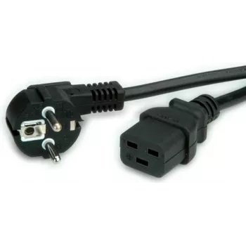 VALUE strāvas kabelis - CEE 7/7 (Schuko) (tēviņš) uz IEC 60320 C19 (mātīte) - 250 V AC - 16 A - 2 m - Melns (19.99.1552)
