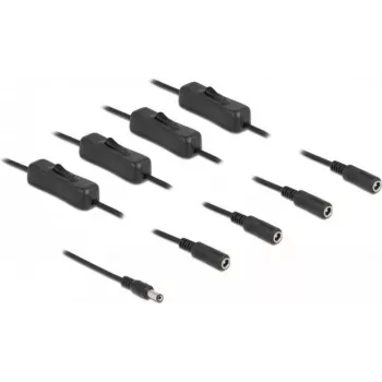 DeLOCK 86796 DC kabelis 5.5 x 2.1 mm vīrišķais uz 4 x sievišķajiem ar slēdzi 1 m