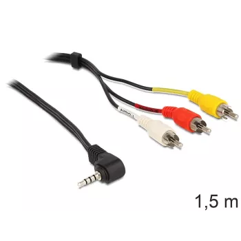Video kabeļa adapteris DeLOCK 84504 1.5m 3.5mm 3 x RCA Melns
