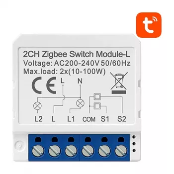 Avatto LZWSM16-W2 viedslēdža modulis ZigBee — bez nulles vada, 2 kanāli