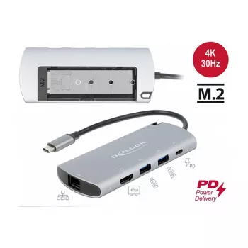 DeLOCK USB-C Docking Station ar M.2 slotu
