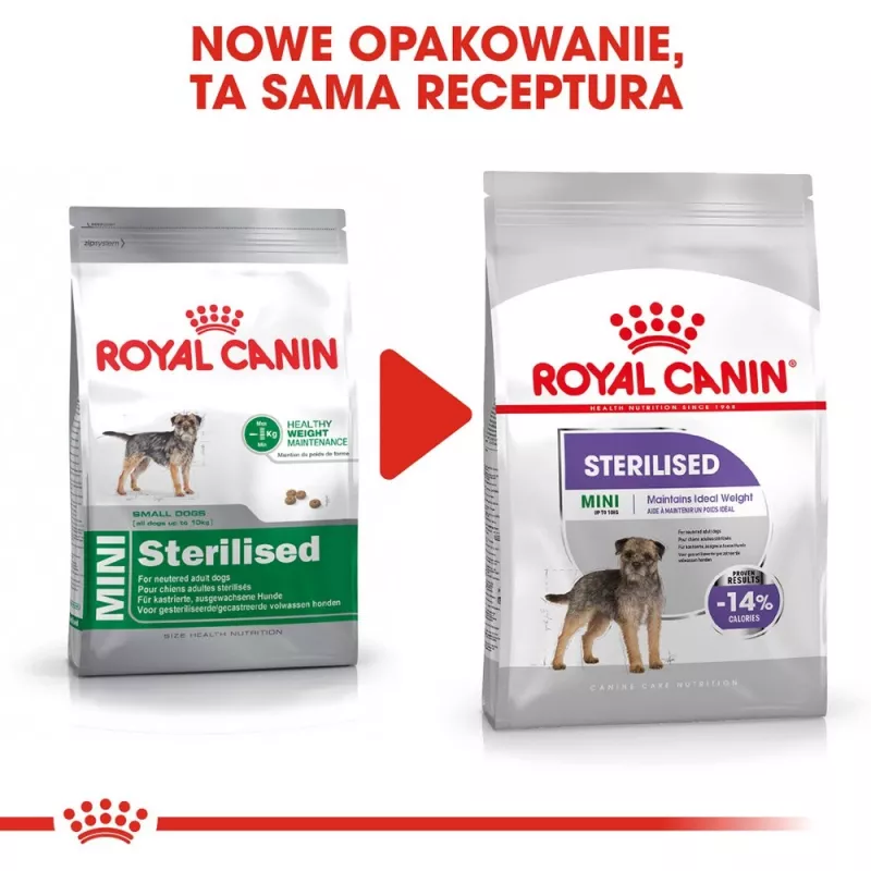 Sausā suņu barība Royal Canin Mini Sterilised Care — 3 kg, vistas gaļa, sterilizētām mazām šķirnēm (5–10 kg), pieaugušiem, 30% olbaltumvielu
