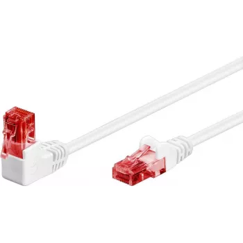 Goobay CAT 6 Patch Kabelis 1x 90° leņķa, U/UTP, Balts, 10 m - fiksators augšpusē, CCA vara maisījums (51526)
