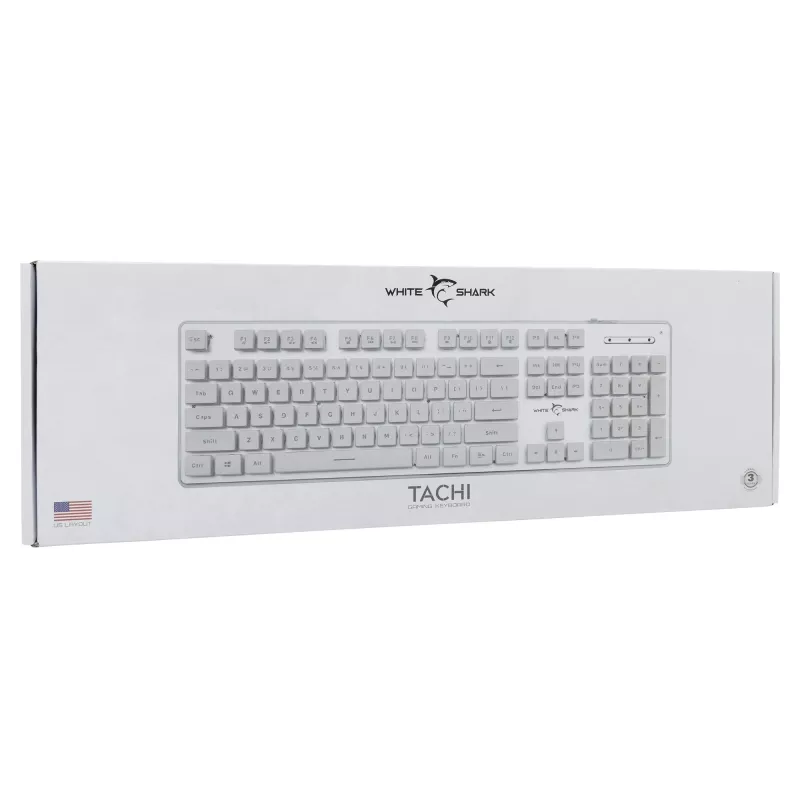 Mehāniskā spēļu tastatūra White Shark TACHI-W-US — kompakts TACHI balts izkārtojums