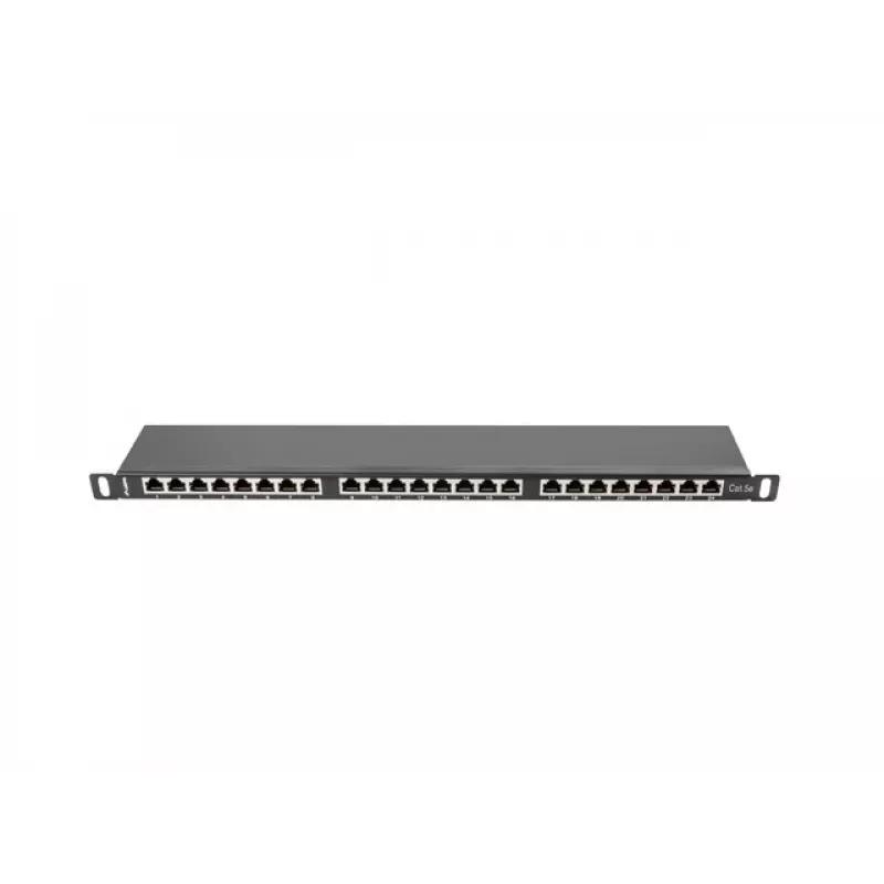 Patch panel LANBERG PPS5-0024-B 24-portu CAT5e, metāla, 0,5U, 445×99×22,3 mm, melns