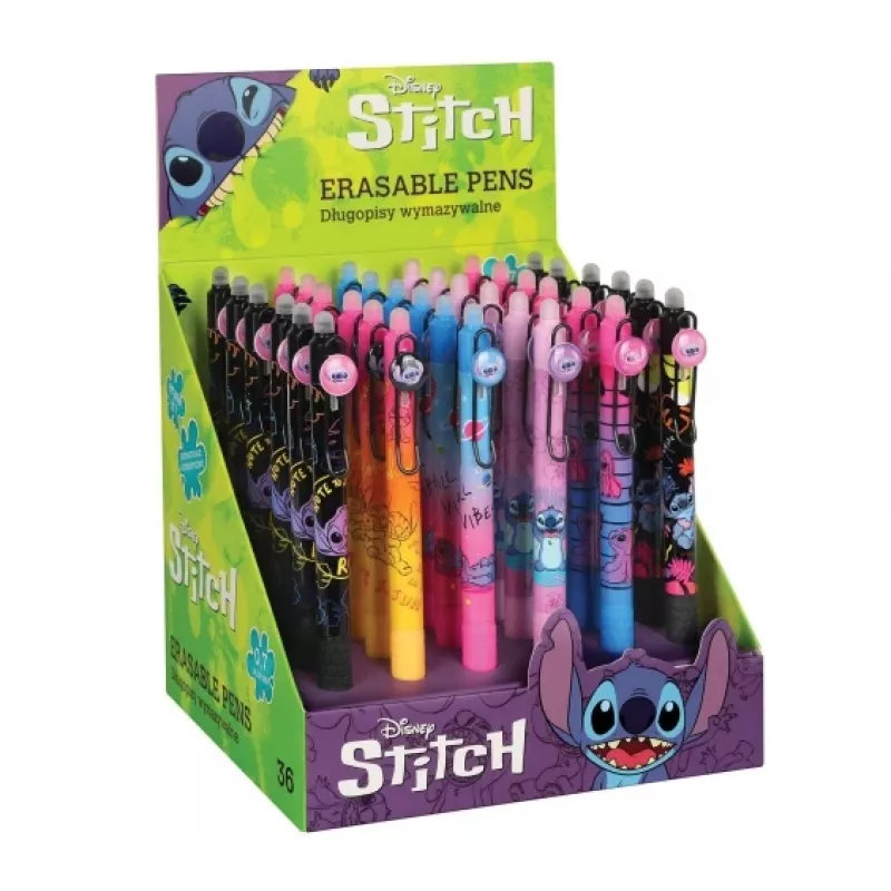 Ievelkamā gumijotā dzēšamā pildspalva CoolPack Disney Stitch Melna