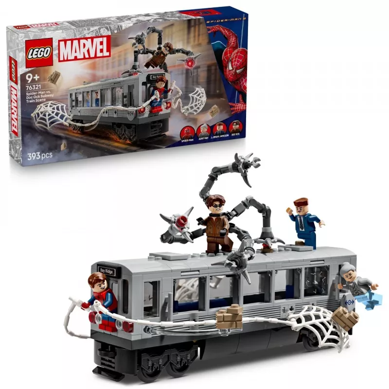 LEGO Marvel Super Heroes 76321 Spider-Man Doc Ock Subway Showdown būvēšanas komplekts, 393 gabali, 4 minifigūras, vecumam 9+