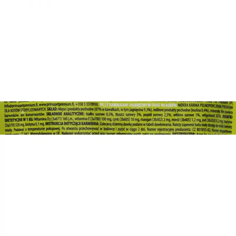 Slapjā barība kaķiem Brit Premium by Nature Jērs sterilizētiem kaķiem 100 g