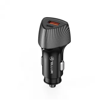 Auto lādētājs Tellur FCC10 38W 6A PD20W QC3.0 — USB-C un USB-A adapteris