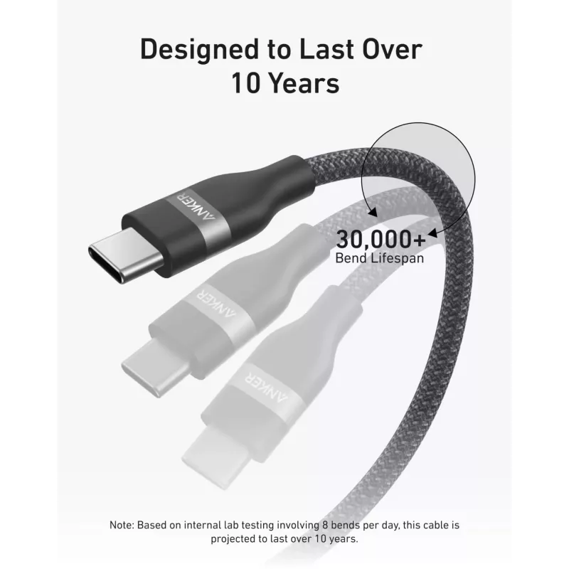 USB-C uz USB-C kabelis Anker A82E2 — 0,9 m, melns