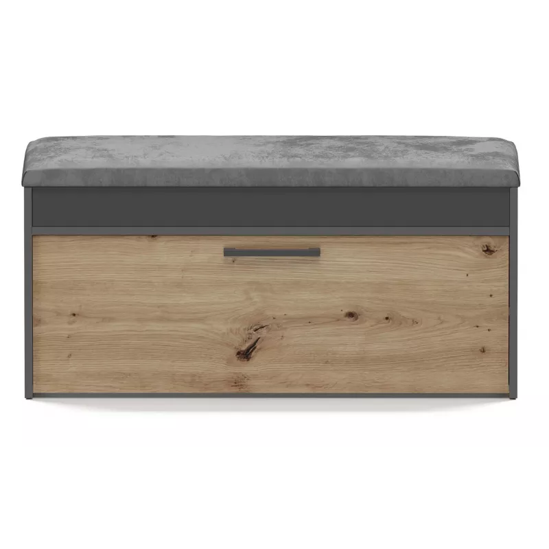 Slēgts apavu skapis Top e Shop PARMA — antracīts un ozols, skaidu plātne, 1000×490×350 mm