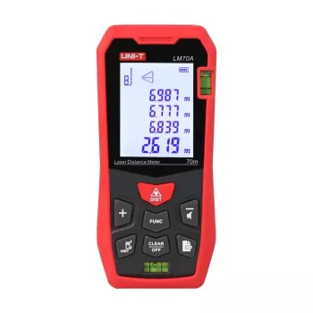 Lāzera attāluma mērītājs UNI-T LM70A — 70 m mērīšanas attālums, 1 mm precizitāte