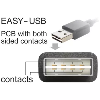 DeLOCK Easy USB kabelis - USB (vīr.) kreisais/labais leņķis, apgriežams uz USB Type B (vīr.) - USB 2.0 - 50 cm - Melns (85167)