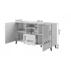 Kumode cama meble ABETO 150x42x82 cm, spīdīgi melna, MDF rāmis, 1 atvilktne
