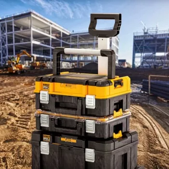 Uzglabāšanas kaste DeWalt DWST83344-1, ūdensizturīga, dzeltena, 440×183×332 mm, 2 rokturi, bloķējama