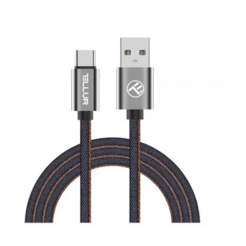 USB datu kabelis Tellur USB–Type-C 1 m Denim, pīts 1m kabelis uzlādei un datu pārraidei