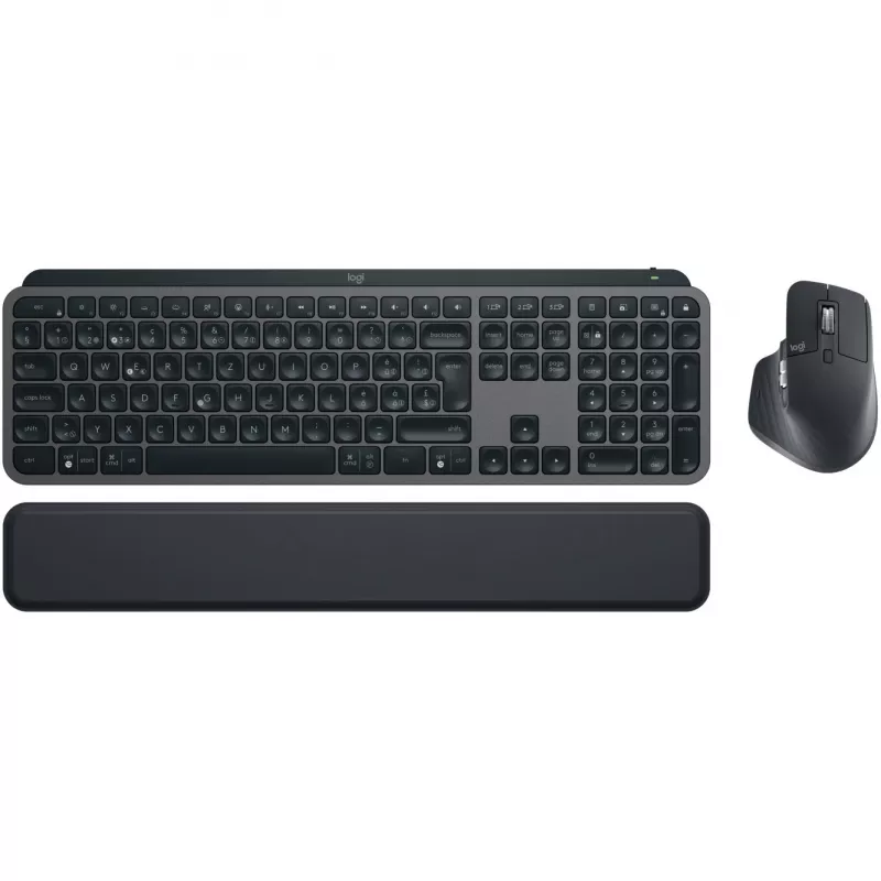 Logitech MX Keys S Combo tastatūra un pele, RF bezvadu + Bluetooth, QWERTZ Šveices izkārtojums, grafīta krāsa