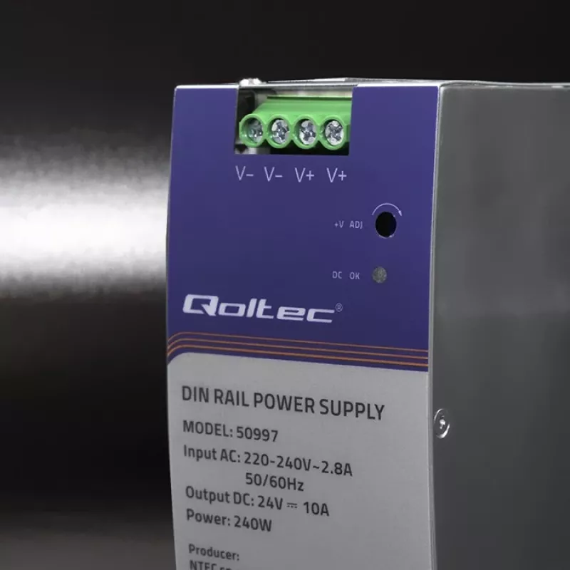 DIN sliedes barošanas bloks QOLTEC 50997 240W 24V 10A