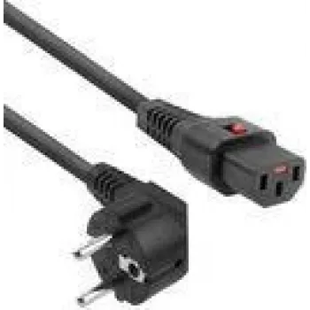 ACT barošanas vads CEE 7/7 vīrišķais (leņķveida) - C13 IEC Lock melns 3 m, EL234S