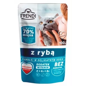 FRENDI Gabaliņi mērcē ar zivīm - mitrā kaķu barība - 100 g