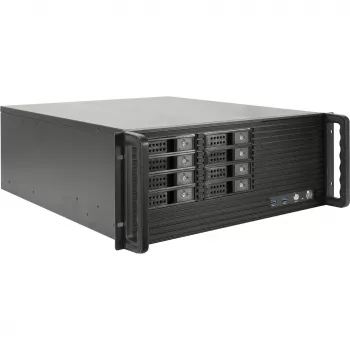 Rackmount korpuss INTER-TECH IPC 4U-4508 Melns — 4U servera/datora šasija, stiprināšana statīvā