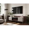 TV skapis ar kamīnu Cama Meble TRESSE 180x40x54.5 cm — melns rāmis, cashmere matt virsma