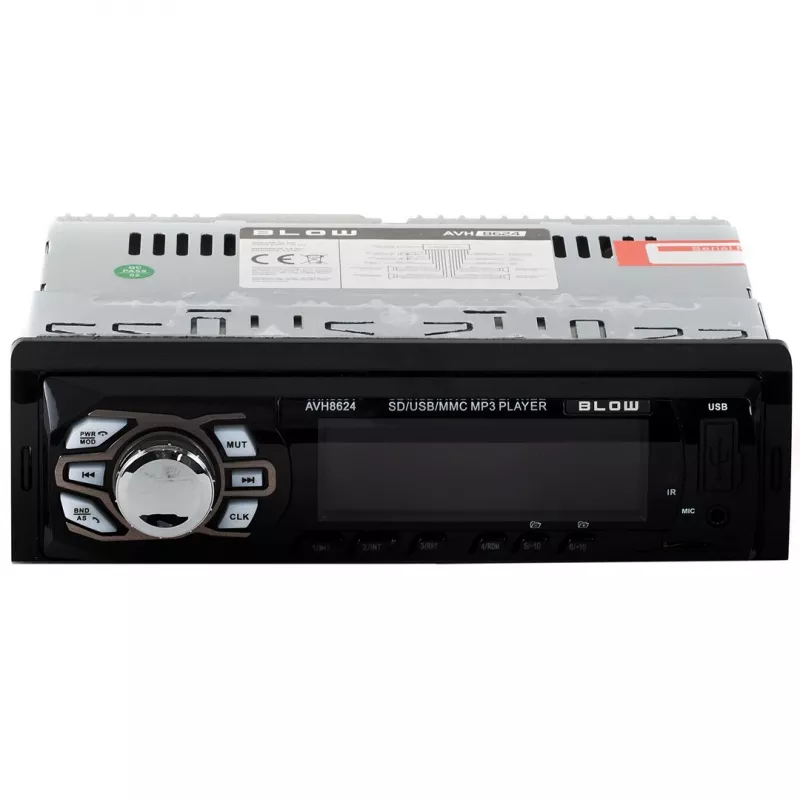 BLOW AVH-8624 auto radio, 1 DIN, FM RDS, Bluetooth, USB, SD/MMC, AUX, MP3, LCD ekrāns, tālvadības pults, melns