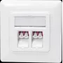 Logilink - Keystone-Steckdose - mit Beschriftungsfenster - LC Duplex - abgewinkelt - einfach - 2 Netzwerksteckdosen - 2 Module - weiß, RAL 9010 (NK402