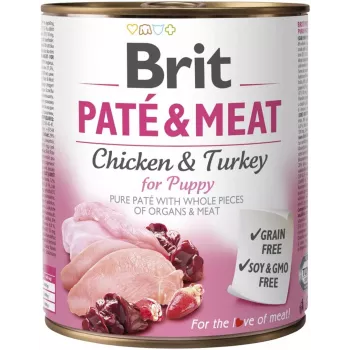 Brit Paté & Meat 800 g mitrā suņu barība junioriem, tītars un vista, bezgraudu, 75% mitrums